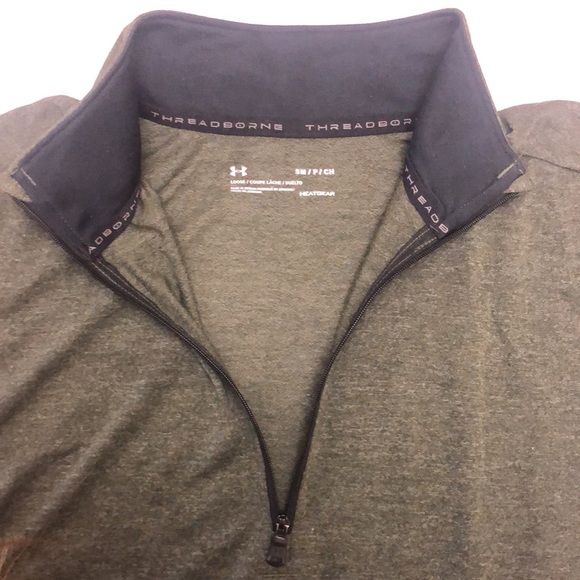 Under Armour Men's Threadborne 1/2 Zip Green Black Light Weight Pull over - Picture 9 of 12